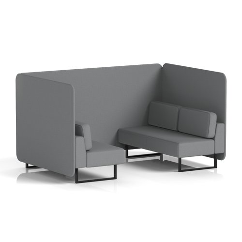 Brixworth 4 Seater Bench Booth With Black Legs In Synergy Fabric - Partner Panels And Sofa