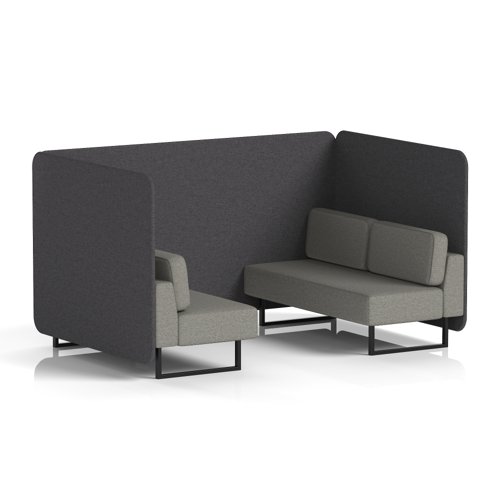 Brixworth 4 Seater Bench Booth With Black Legs In X2 Fabric - Arithmetic Panels And Number Sofa