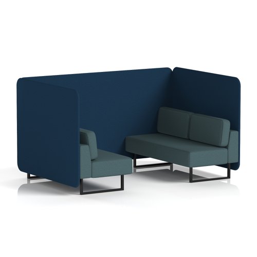 Brixworth 4 Seater Bench Booth With Black Legs In X2 Fabric - Calculus Panels And Polygon Sofa