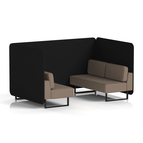 Brixworth 4 Seater Bench Booth With Black Legs In X2 Fabric - Diameter Panels And Theory Sofa