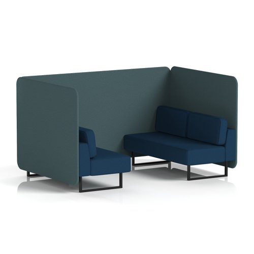 Brixworth 4 Seater Bench Booth With Black Legs In X2 Fabric - Polygon Panels And Calculus Sofa