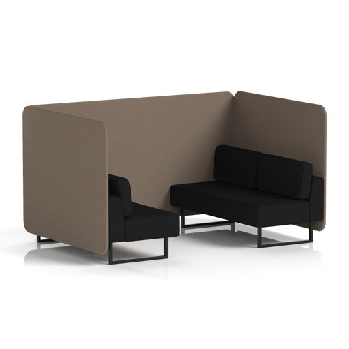 Brixworth 4 Seater Bench Booth With Black Legs In X2 Fabric - Theory Panels And Diameter Sofa