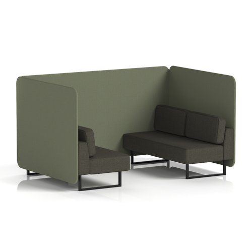 Brixworth 4 Seater Bench Booth With Black Legs In Main Line Flax Fabric - Monument Panels And Temple Sofa
