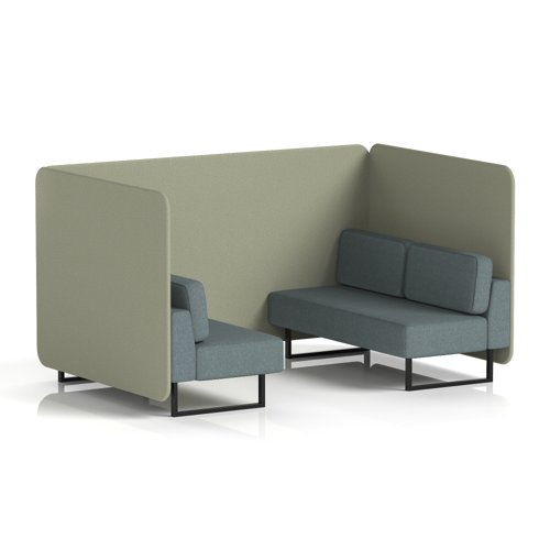 Brixworth 4 Seater Bench Booth With Black Legs In Main Line Flax Fabric - Newbury Panels And Westminster Sofa