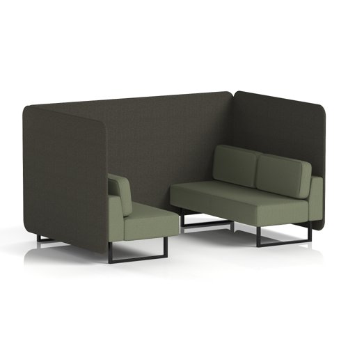 Brixworth 4 Seater Bench Booth With Black Legs In Main Line Flax Fabric - Temple Panels And Monument Sofa