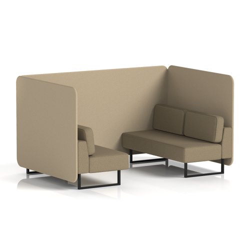 Brixworth 4 Seater Bench Booth With Black Legs In Main Line Flax Fabric - Upminster Panels And Bank Sofa