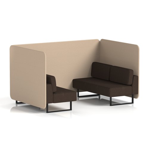 Brixworth 4 Seater Bench Booth With Black Legs In Synergy Fabric - Affix Panels And Wed Sofa