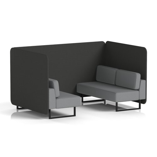 Brixworth 4 Seater Bench Booth With Black Legs In Synergy Fabric - Mix Panels And Partner Sofa