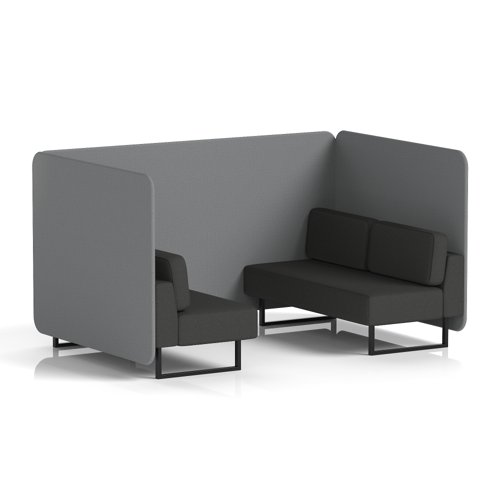 Brixworth 4 Seater Bench Booth With Black Legs In Synergy Fabric - Partner Panels And Mix Sofa