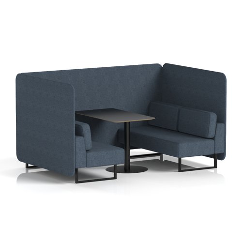 Brixworth 4 Seater Bench Booth With Black Legs And Black Table With Black Leg In Rivet Fabric - Crucible Panels And Sofa