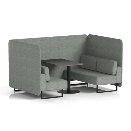 Brixworth 4 Seater Bench Booth With Black Legs And Black Table With Black Leg In Rivet Fabric - Prime Panels And Sofa