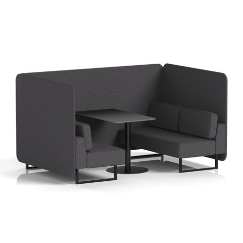 Brixworth 4 Seater Bench Booth With Black Legs And Black Table With Black Leg In X2 Fabric - Arithmetic Panels And Sofa