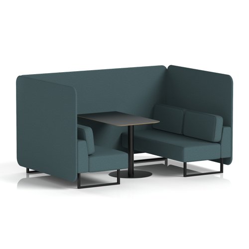 Brixworth 4 Seater Bench Booth With Black Legs And Black Table With Black Leg In X2 Fabric - Polygon Panels And Sofa