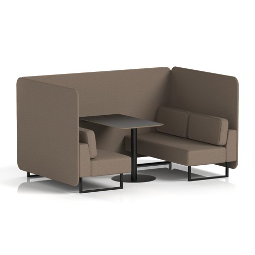 Brixworth 4 Seater Bench Booth With Black Legs And Black Table With Black Leg In X2 Fabric - Theory Panels And Sofa
