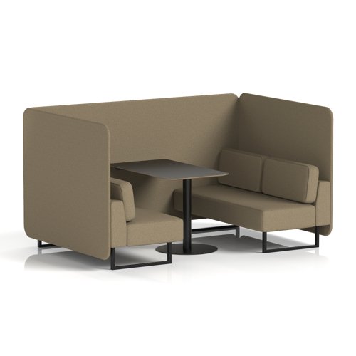 Brixworth 4 Seater Bench Booth With Black Legs And Black Table With Black Leg In Main Line Flax Fabric - Bank Panels And Sofa