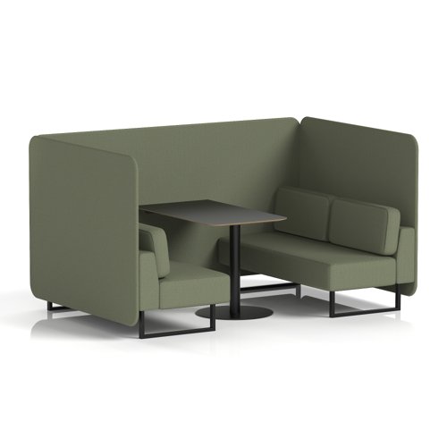 Brixworth 4 Seater Bench Booth With Black Legs And Black Table With Black Leg In Main Line Flax Fabric - Monument Panels And Sofa