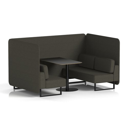Brixworth 4 Seater Bench Booth With Black Legs And Black Table With Black Leg In Main Line Flax Fabric - Temple Panels And Sofa