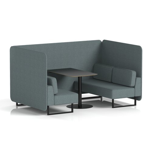 Brixworth 4 Seater Bench Booth With Black Legs And Black Table With Black Leg In Main Line Flax Fabric - Westminster Panels And Sofa