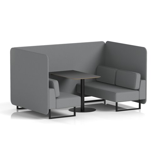 Brixworth 4 Seater Bench Booth With Black Legs And Black Table With Black Leg In Synergy Fabric - Partner Panels And Sofa