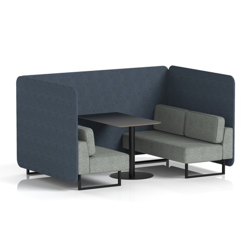 Brixworth 4 Seater Bench Booth With Black Legs And Black Table With Black Leg In Rivet Fabric - Crucible Panels And Prime Sofa