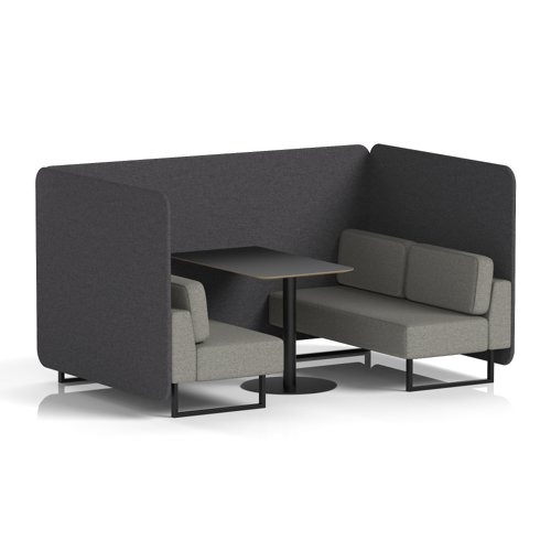 Brixworth 4 Seater Bench Booth With Black Legs And Black Table With Black Leg In X2 Fabric - Arithmetic Panels And Number Sofa