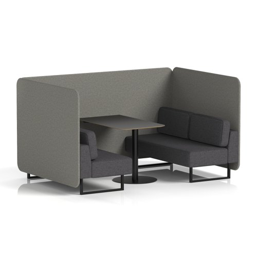 Brixworth 4 Seater Bench Booth With Black Legs And Black Table With Black Leg In X2 Fabric - Number Panels And Arithmetic Sofa