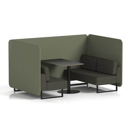 Brixworth 4 Seater Bench Booth With Black Legs And Black Table With Black Leg In Main Line Flax Fabric - Monument Panels And Temple Sofa