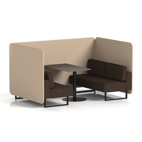 Brixworth 4 Seater Bench Booth With Black Legs And Black Table With Black Leg In Synergy Fabric - Affix Panels And Wed Sofa
