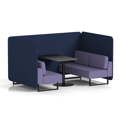 Brixworth 4 Seater Bench Booth With Black Legs And Black Table With Black Leg In Synergy Fabric - Alike Panels And Order Sofa