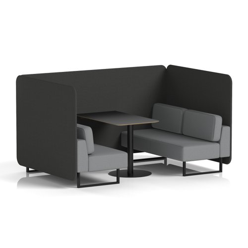 Brixworth 4 Seater Bench Booth With Black Legs And Black Table With Black Leg In Synergy Fabric - Mix Panels And Partner Sofa