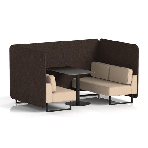 Brixworth 4 Seater Bench Booth With Black Legs And Black Table With Black Leg In Synergy Fabric - Wed Panels And Affix Sofa