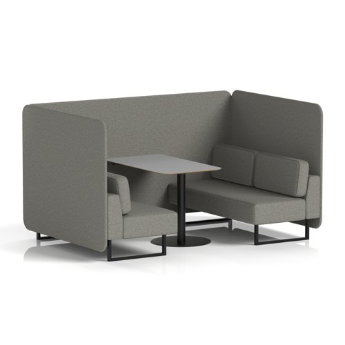 Brixworth 4 Seater Bench Booth With Black Legs And Grey Table With Black Leg In X2 Fabric - Number Panels And Sofa