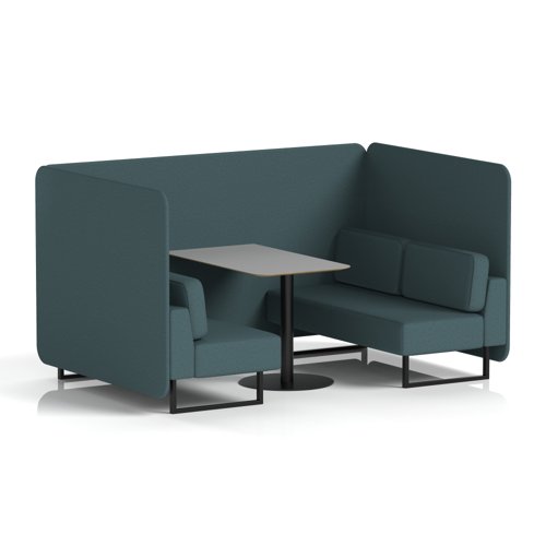 Brixworth 4 Seater Bench Booth With Black Legs And Grey Table With Black Leg In X2 Fabric - Polygon Panels And Sofa