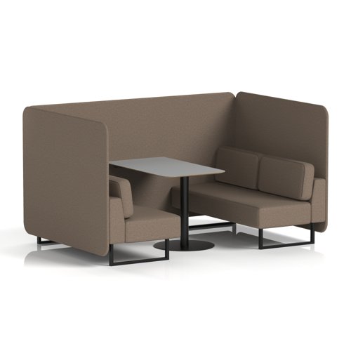 Brixworth 4 Seater Bench Booth With Black Legs And Grey Table With Black Leg In X2 Fabric - Theory Panels And Sofa