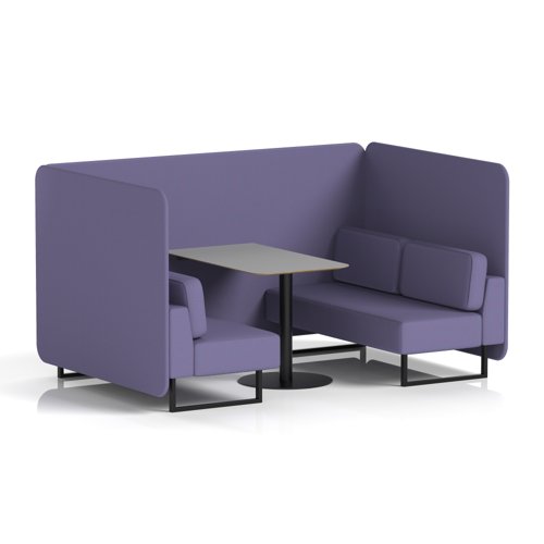 Brixworth 4 Seater Bench Booth With Black Legs And Grey Table With Black Leg In Synergy Fabric - Order Panels And Sofa