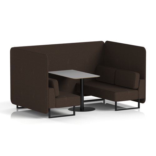 Brixworth 4 Seater Bench Booth With Black Legs And Grey Table With Black Leg In Synergy Fabric - Wed Panels And Sofa