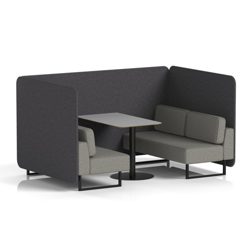 Brixworth 4 Seater Bench Booth With Black Legs And Grey Table With Black Leg In X2 Fabric - Arithmetic Panels And Number Sofa