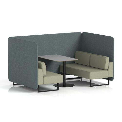 Brixworth 4 Seater Bench Booth With Black Legs And Grey Table With Black Leg In Main Line Flax Fabric - Westminster Panels And Newbury Sofa