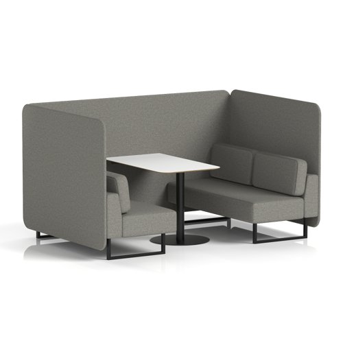 Brixworth 4 Seater Bench Booth With Black Legs And White Table With Black Leg In X2 Fabric - Number Panels And Sofa