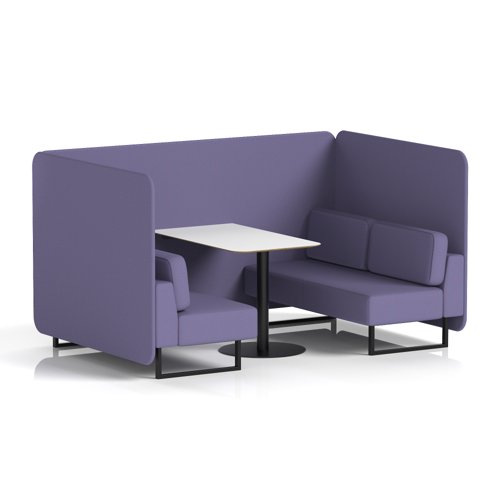 Brixworth 4 Seater Bench Booth With Black Legs And White Table With Black Leg In Synergy Fabric - Order Panels And Sofa