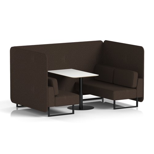 Brixworth 4 Seater Bench Booth With Black Legs And White Table With Black Leg In Synergy Fabric - Wed Panels And Sofa