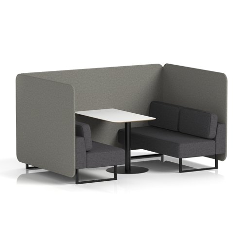 Brixworth 4 Seater Bench Booth With Black Legs And White Table With Black Leg In X2 Fabric - Number Panels And Arithmetic Sofa