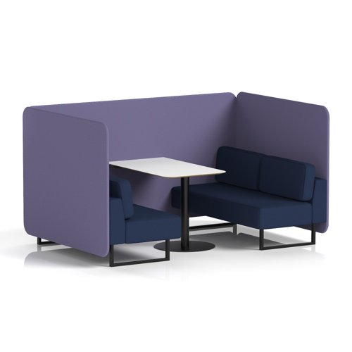 Brixworth 4 Seater Bench Booth With Black Legs And White Table With Black Leg In Synergy Fabric - Order Panels And Alike Sofa