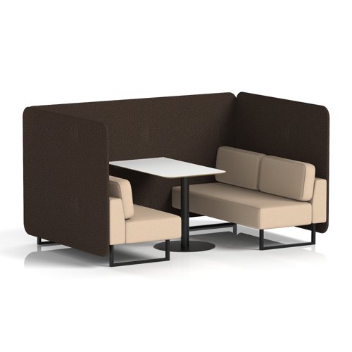 Brixworth 4 Seater Bench Booth With Black Legs And White Table With Black Leg In Synergy Fabric - Wed Panels And Affix Sofa