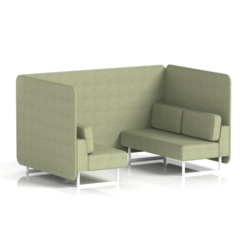 Brixworth 4 Seater Bench Booth With White Legs In Rivet Fabric - Burnish Panels And Sofa