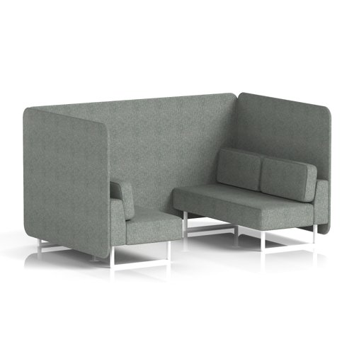 Brixworth 4 Seater Bench Booth With White Legs In Rivet Fabric - Prime Panels And Sofa