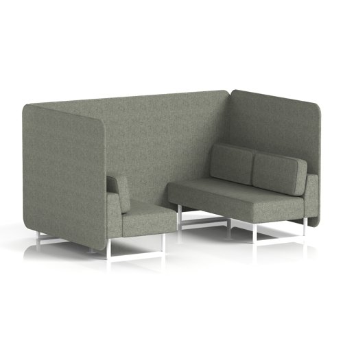 Brixworth 4 Seater Bench Booth With White Legs In Rivet Fabric - Vitreous Panels And Sofa