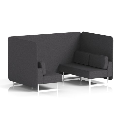 Brixworth 4 Seater Bench Booth With White Legs In X2 Fabric - Arithmetic Panels And Sofa