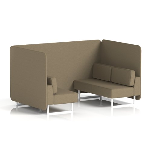 Brixworth 4 Seater Bench Booth With White Legs In Main Line Flax Fabric - Bank Panels And Sofa