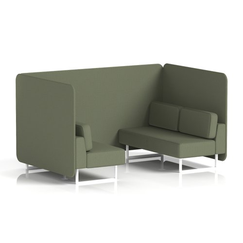 Brixworth 4 Seater Bench Booth With White Legs In Main Line Flax Fabric - Monument Panels And Sofa